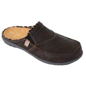 Spenco Siesta brown leather slide mules size 9W